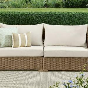 Better Homes & Gardens Bellamy Outdoor 1pc Sofa, Tan Wicker/Cream Cushion