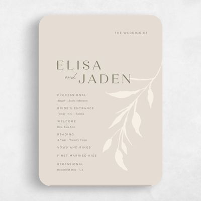 Beige Rounded Wedding Program - Aneci
