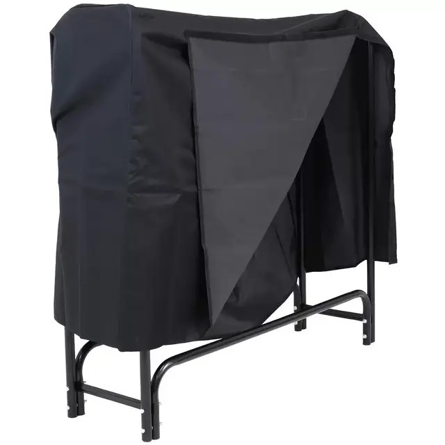 4 ft. Black Steel Firewood Log Rack with Cover