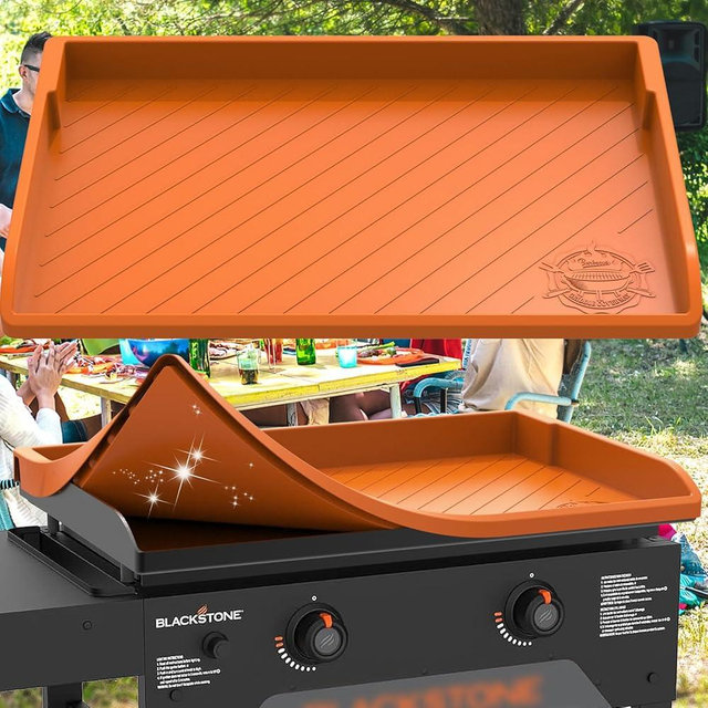 Griddle Mat Cover for Blackstone 28 Inch,Upgraded Heavy Duty Food Grade Silicone Grill Protective Cover for Blackstone Accessories Even Omnivore Griddle Plate,Protect Griddle from Dirt,Rust (Orange)
