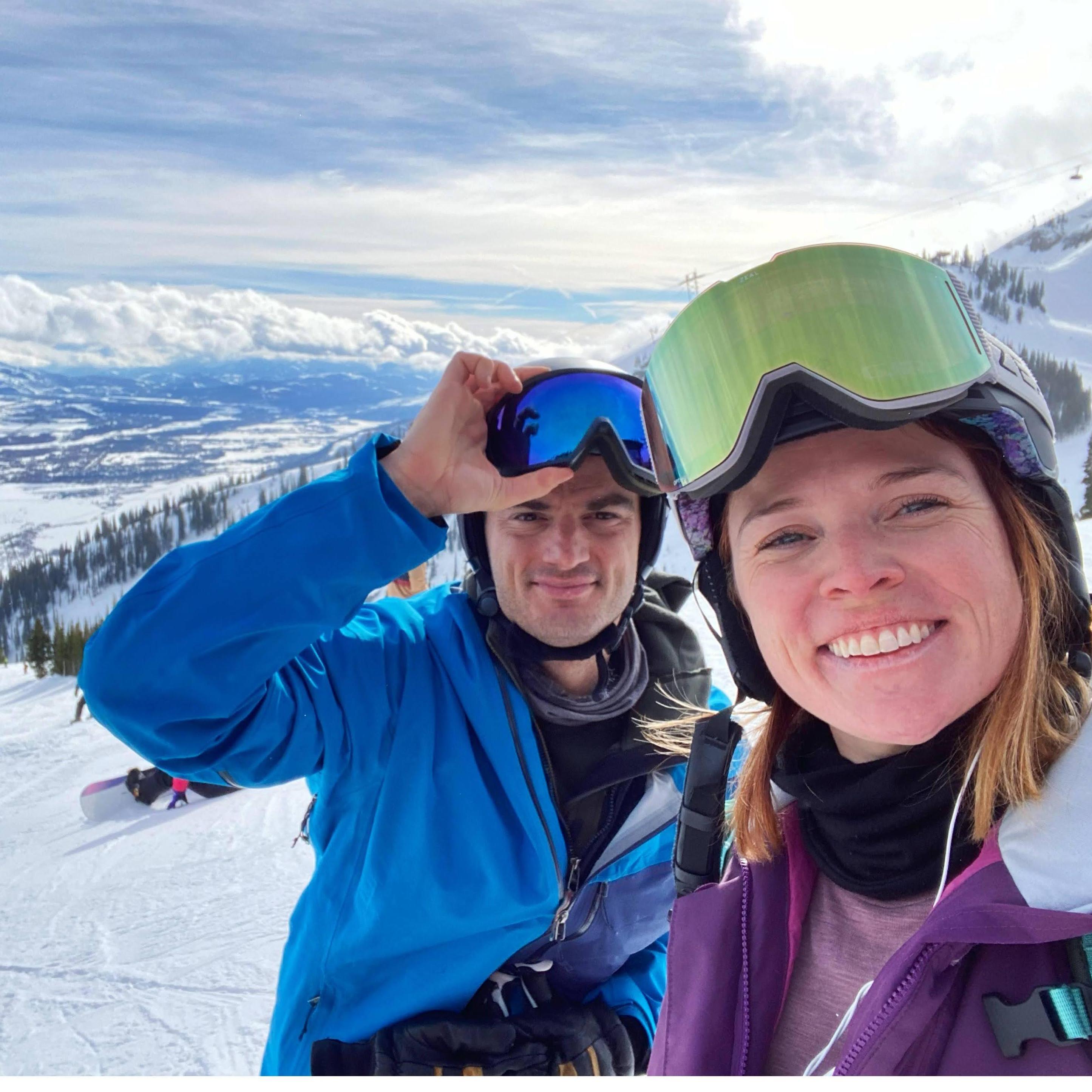 one of our many ski adventures together. winter 2022 at Jackson Hole!
