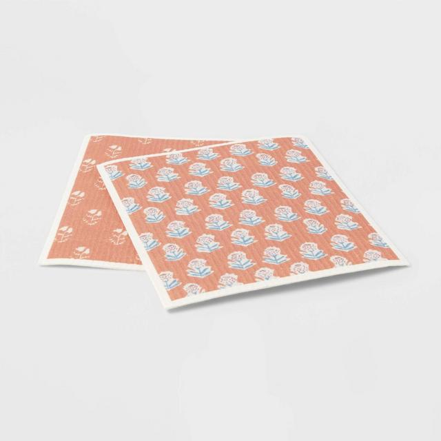 2pk Cotton Swedish Dishcloths Orange - Threshold™
