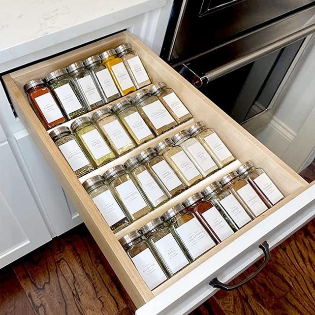 Clear Acrylic Spice Drawer Organizer, 4 Tier Seasoning Jars Drawers Insert, Kitchen Spice Rack Tray for Drawer/Countertop (Jars not included)