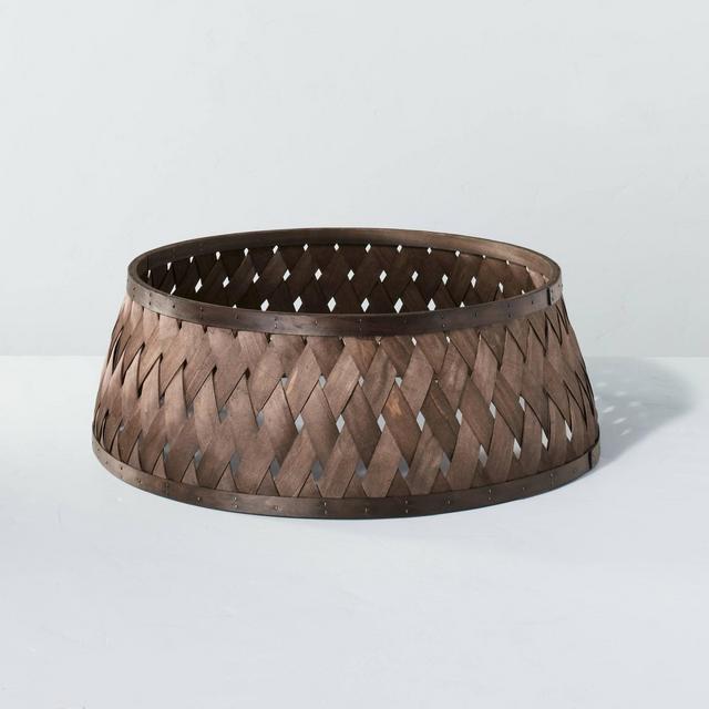 26" Natural Woven Poplar Wood Christmas Tree Collar Dark Brown - Hearth & Hand™ with Magnolia
