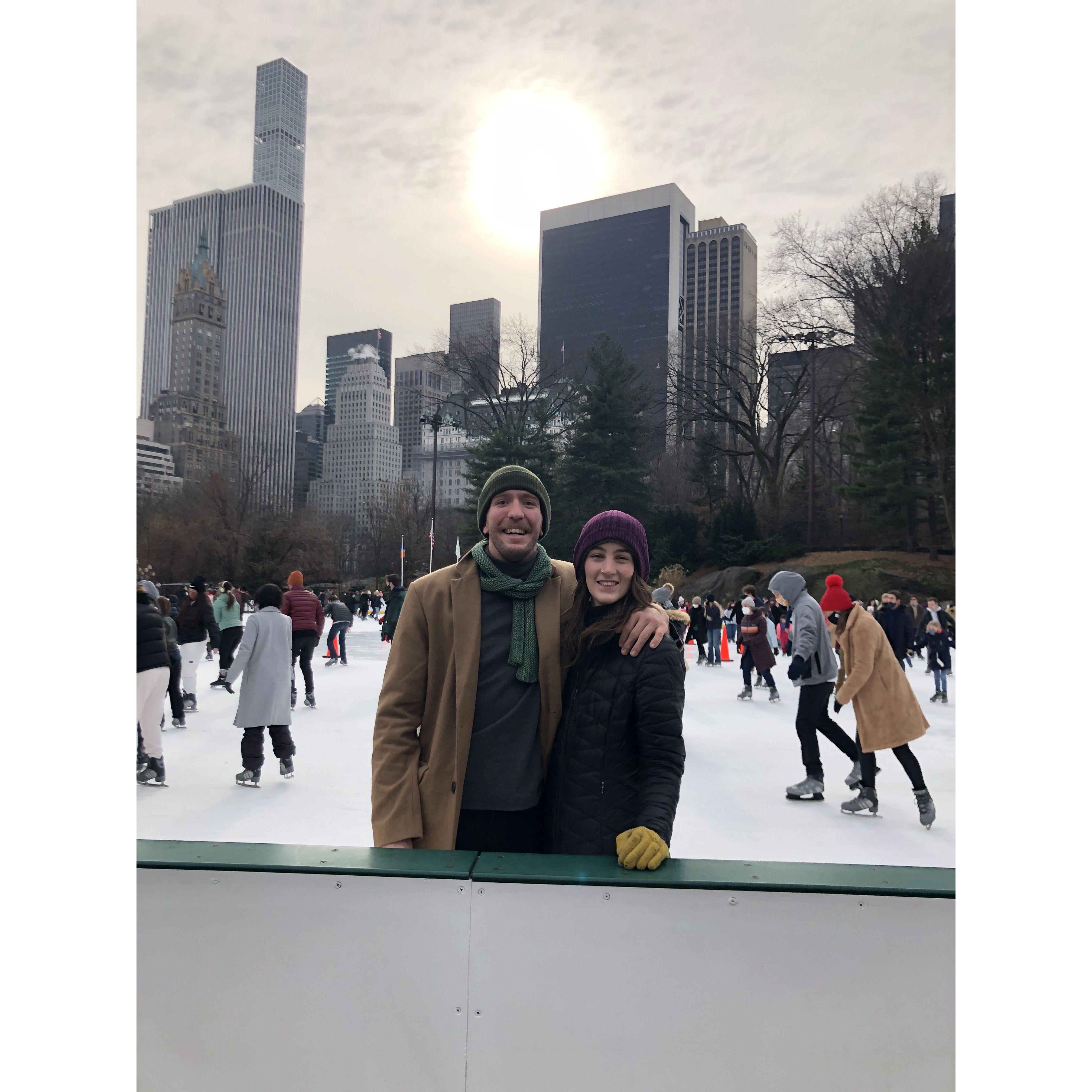 Central Park ice skating.