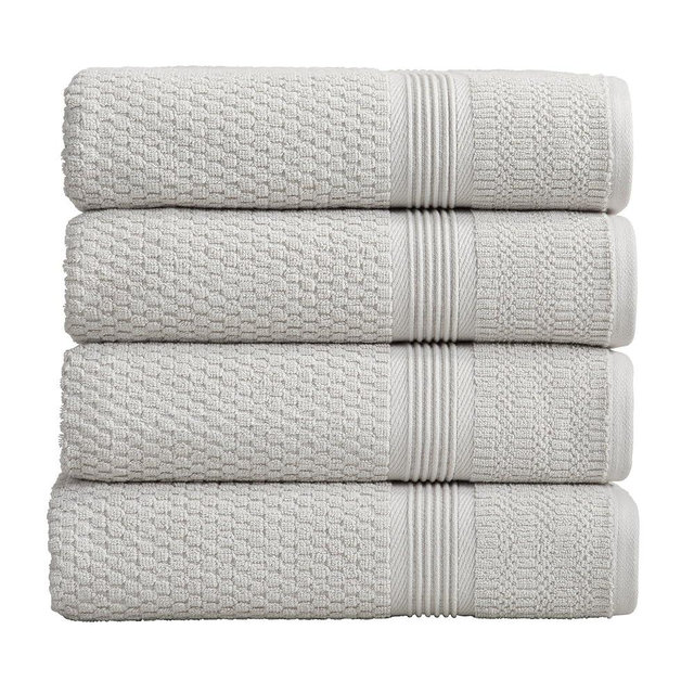 Market & Place 100% Cotton Waffle Textured Bath Towels Set of 4 | Super Soft Quick Dry Bath Towels | Decorative Towels for Bathroom | Zoey Collection (Glacier Grey)