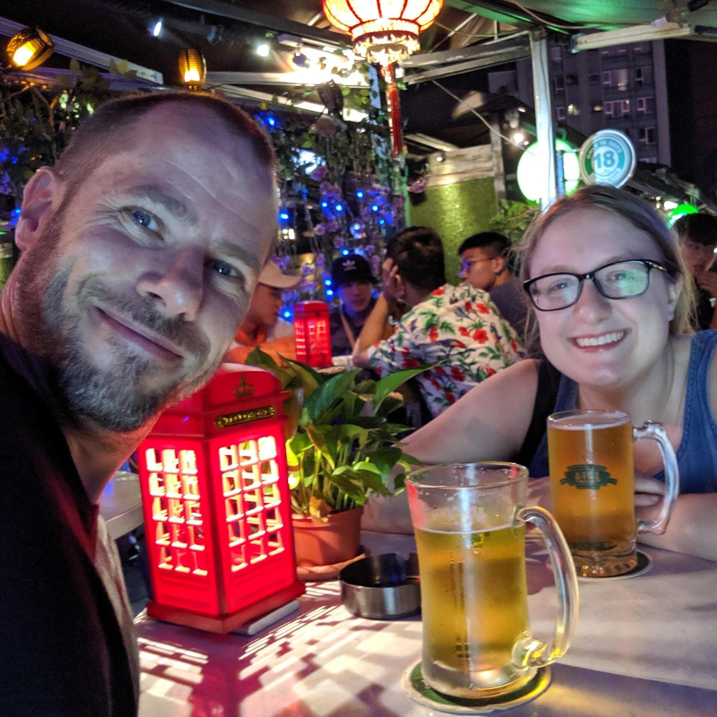 Having a beer in Taiwan