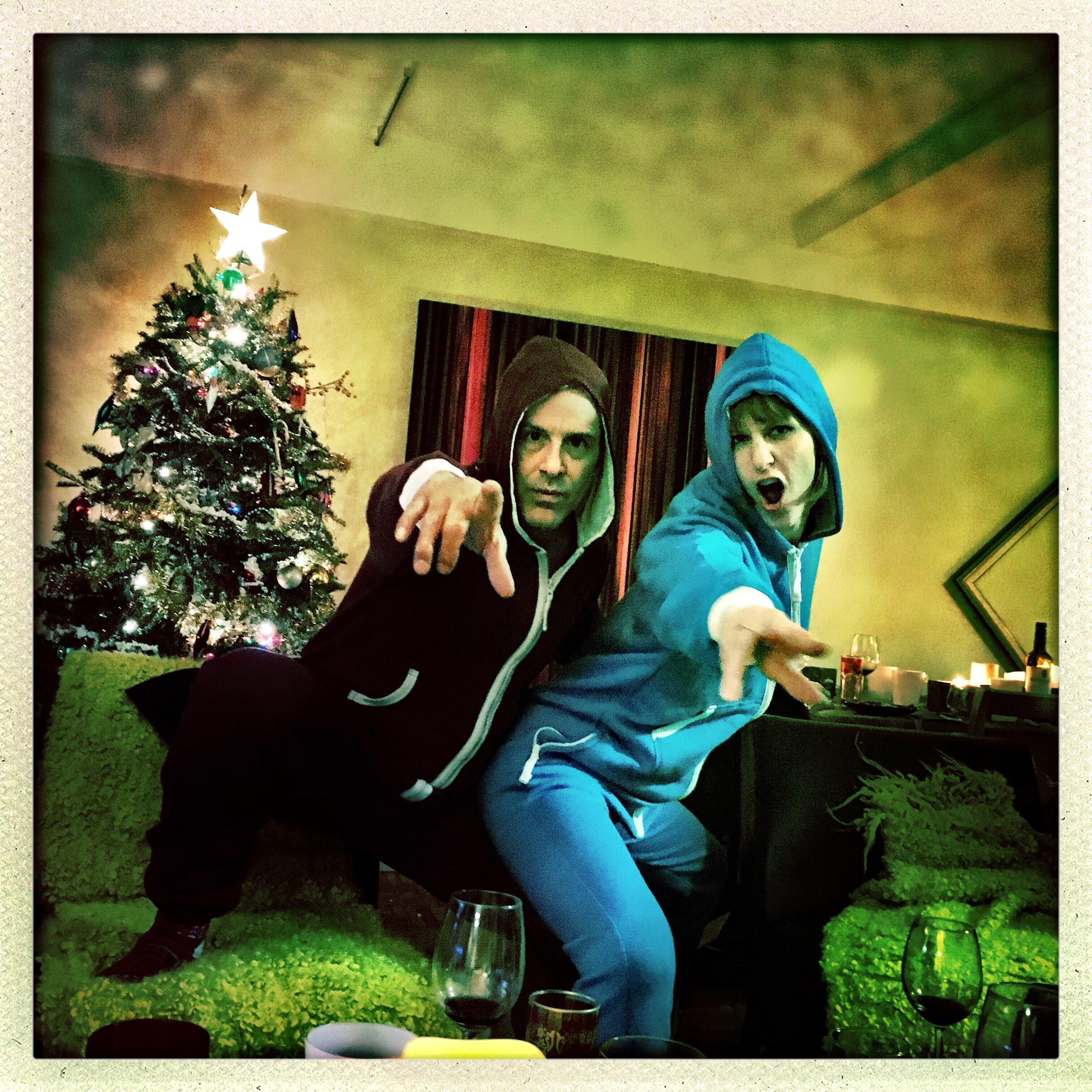 Twinsie onesies for Christmas. Thank you Jacob!!