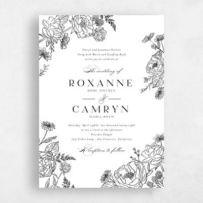 Black Wedding Invitation - Astrid Portrait Letterpress