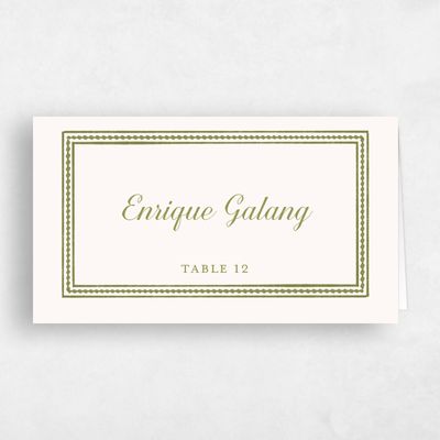 Beige Wedding Place Card - Pervenche
