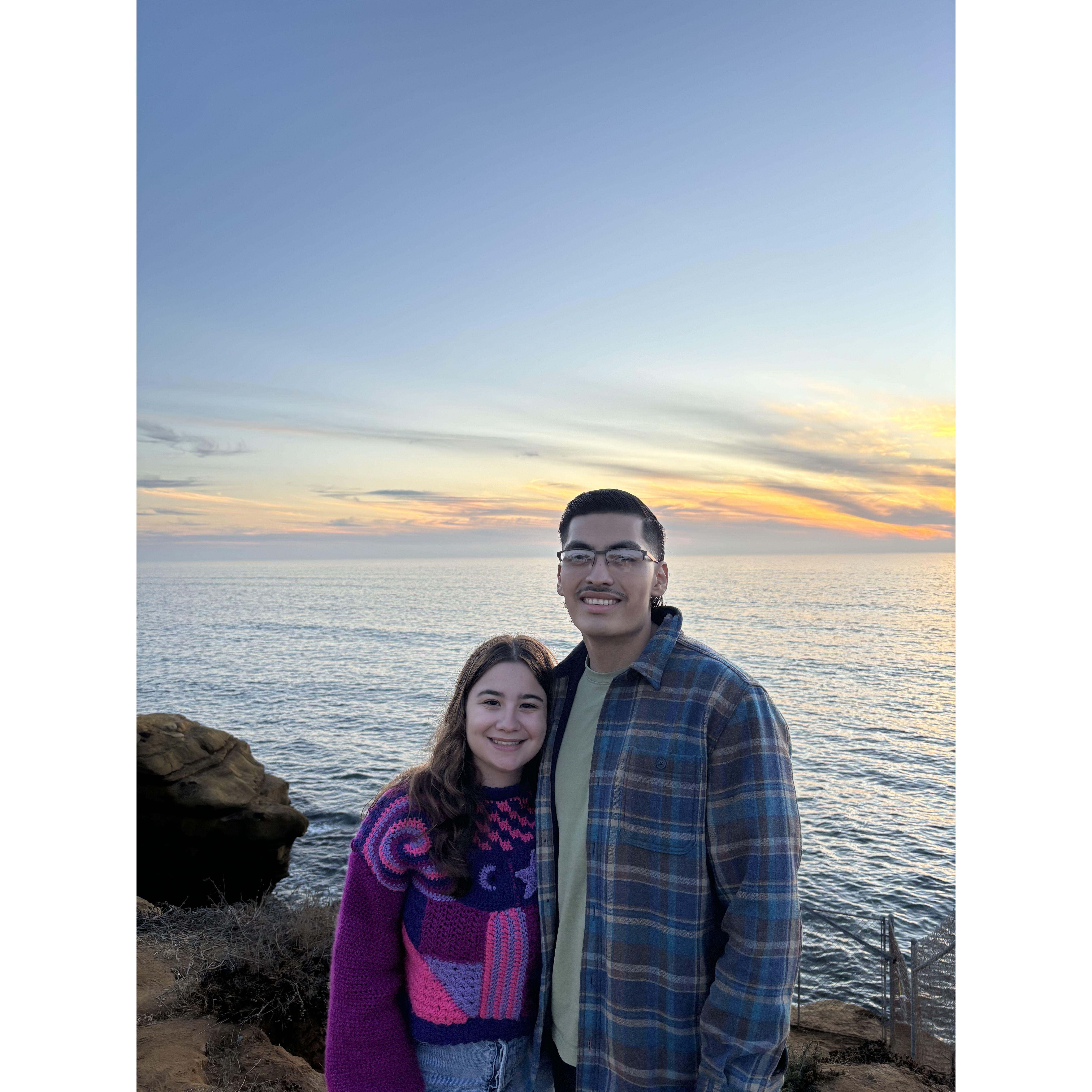 Enjoying the sunset at Sunset Cliffs!