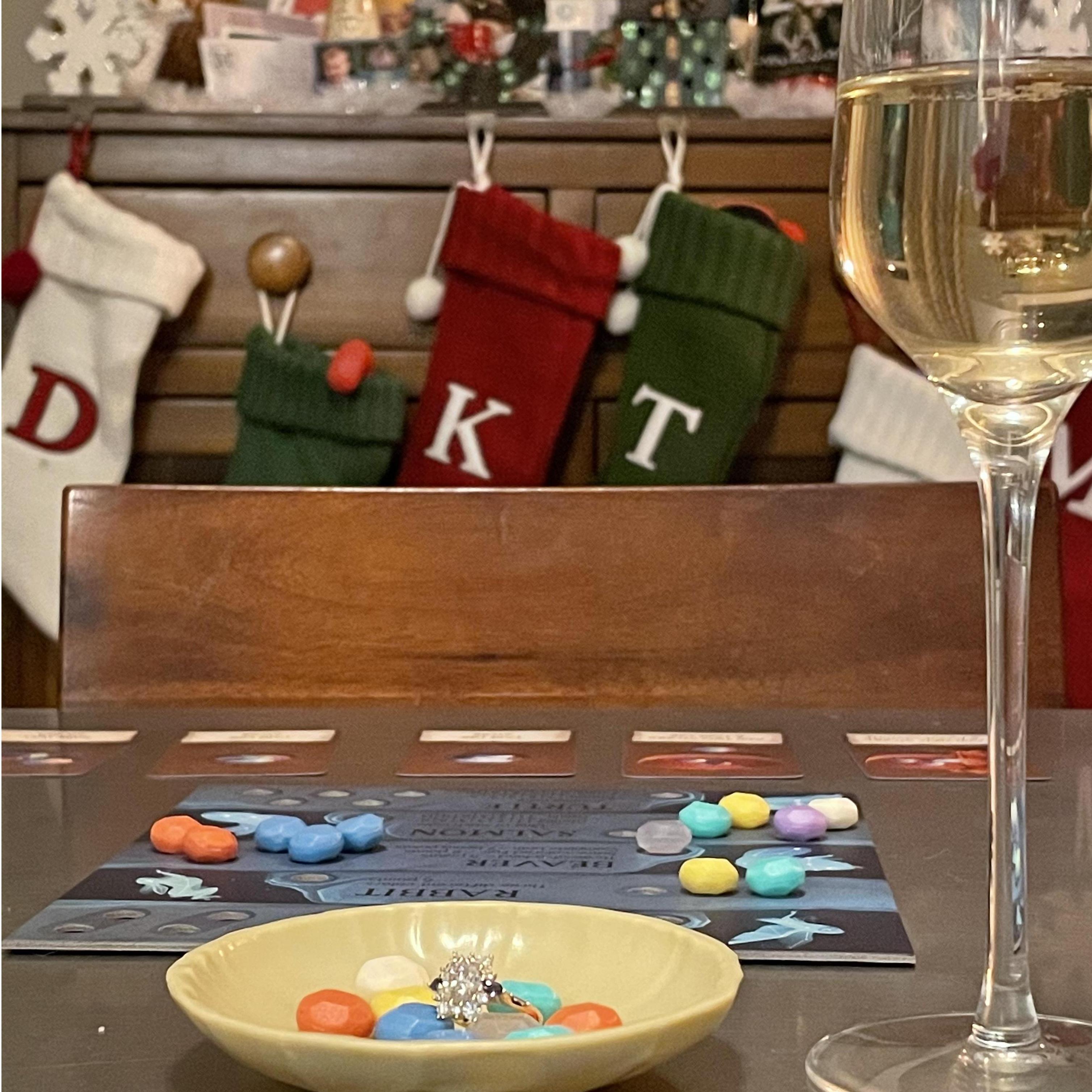 Keith proposed during a game of Spirits of the Wild shortly before Christmas 2020.