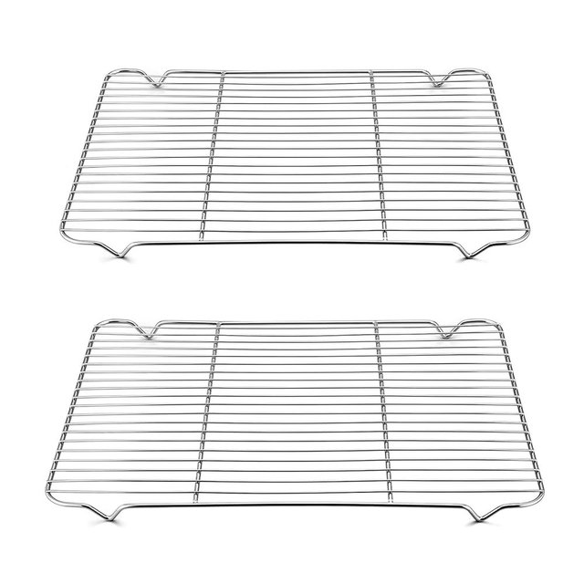 TeamFar Cooling Rack, 16.6” x 11.45” Stainless Steel Wire Baking Rack for Cooking Roasting Grilling, Fit for Oven Pan, Oven & Dishwasher Safe, Non-toxic & Heavy-Duty, 2PCS