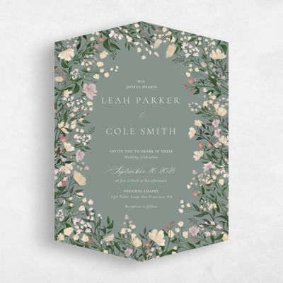 Green Diamond Wedding Invitation - Melody Classic