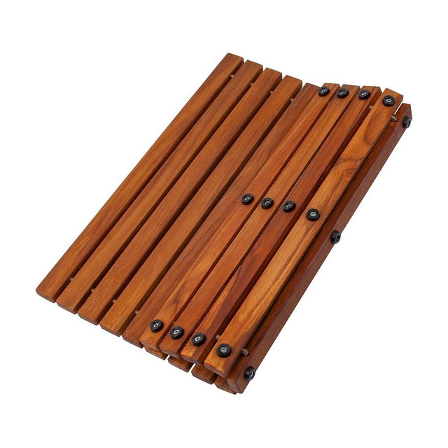 Nordic Teak 100% Solid Teak Wood String Mat - Indoor and Outdoor Use - Non-Slip Wooden Platform for Sauna, Pool, Hot Tub Flooring Decor and Protector (Oiled Finish, 19.6" x 19.6")