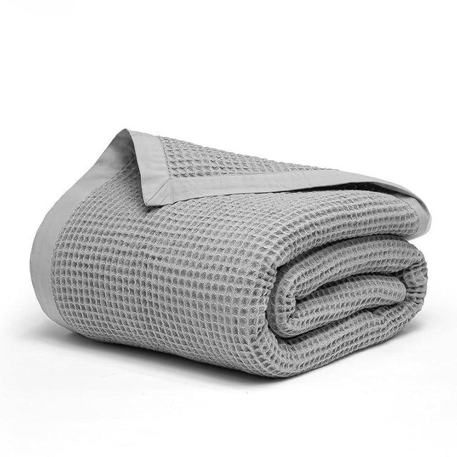Salt Earth GOTS Certified 100% Organic Cotton Throw Blanket, 55" x 60" Waffle Blankets & Throws for Bed, Throw Blanket for Couch, Modern & Cozy Blanket, All Season,Comfy & Soft Blanket(Scottish Grey)