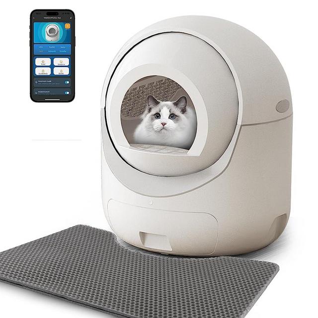 Self Cleaning Cat Litter Box - Anti-Pinch/Odor-Removal Design Automatic Cat Litter Box, Extra Large for Multiple Cats, All Litter Can Use, Easy Clean, with Garbage Bags/Mats, Smart App Control