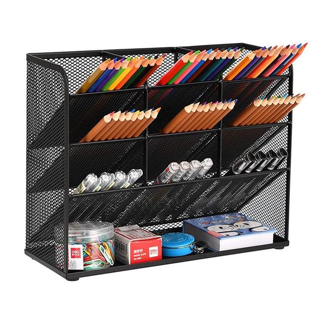 Marbrasse Mesh Desk Organizer, Multi-Functional Pen Holder, Pen Organizer for desk, Desktop Stationary Organizer, Storage Rack for School Home Office Art Supplies (Black)
