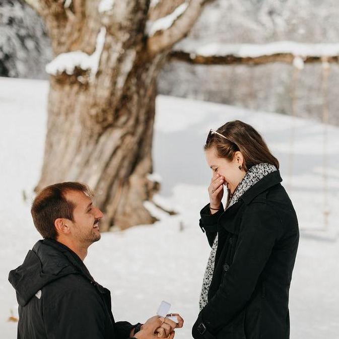 Tori said yes to Mickey's proposal right in front of the oak tree they will be getting married at in June!