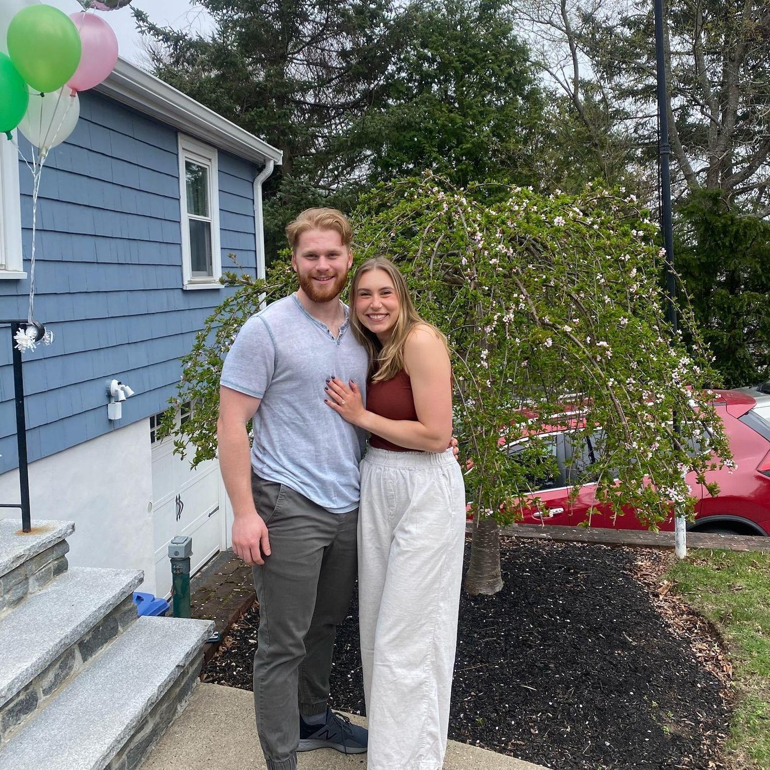 Arriving home after getting engaged, April 2023