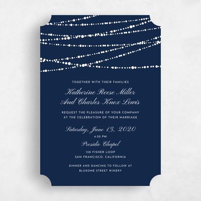 Blue Ticket Wedding Invitation - Moonlight Edge
