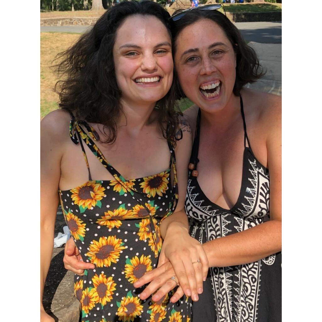 Moments after our double proposal - we were both very surprised!
