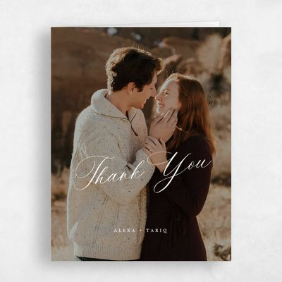 White Monogram Wedding Thank You - Gavina Photo