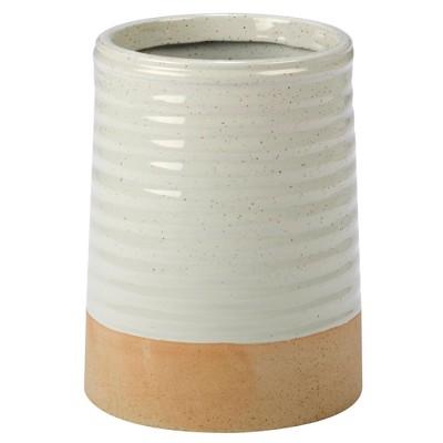 Certified International Artisan Ceramic Utensil Holder 9.5" x 5.8" - White/Brown