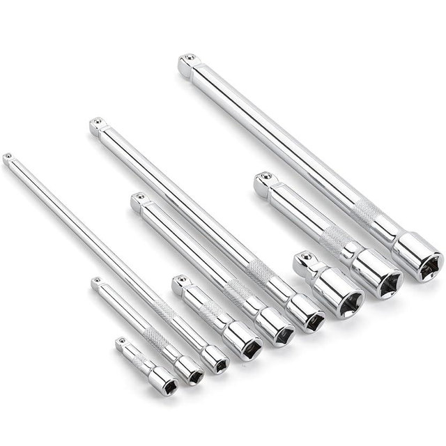 Bates- Wobble Extension Set, 9 pcs, 1/4" (2"/4"/9"), 3/8" (3"/6"/9") & 1/2" (2"/5"/10") Drive, Repolished Chrome Plating