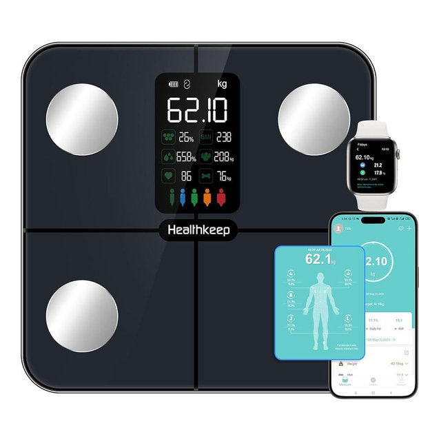 Digital Smart Body Weight Scale - Large Display Bathroom Fat Loss Scales High Accurate 15 Health Indicators Analyzer Fit Weighing Scale for BMI Heart Rate Home Gym Workout