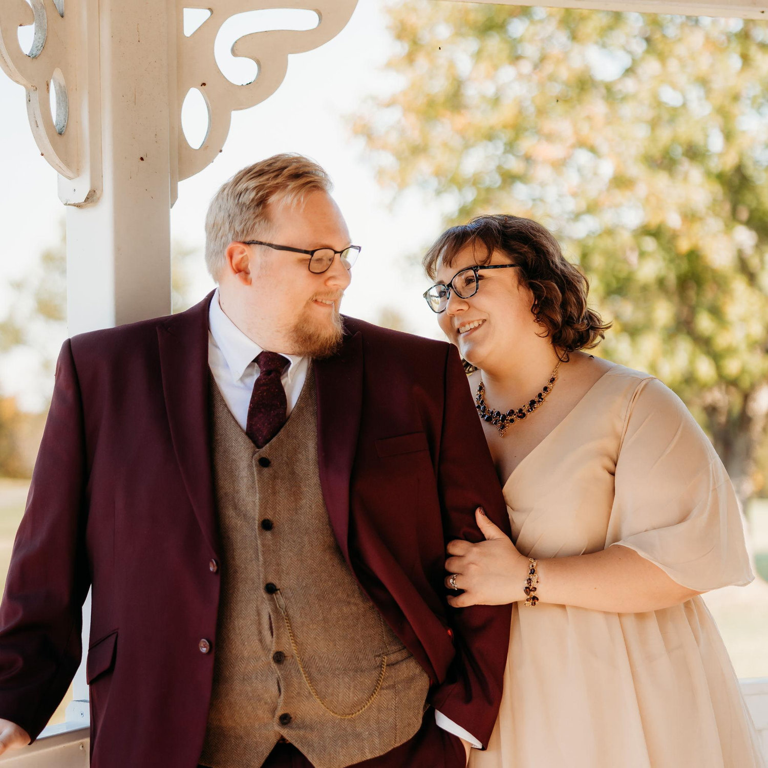 This photo was taken in the same gazebo that Michael proposed in on 11/9/24!