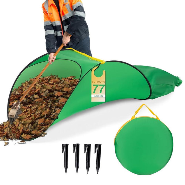Upgraded Lawn and Leaf Collector 77 Gallon with Nails, 230D Thickened Leaf Scoops, Foldable Reusable Leaves Pick up Tools, Portable Pop Up Leaf Picker Bags, Yard Garden Waste Bags, Bag for Lawn Trash