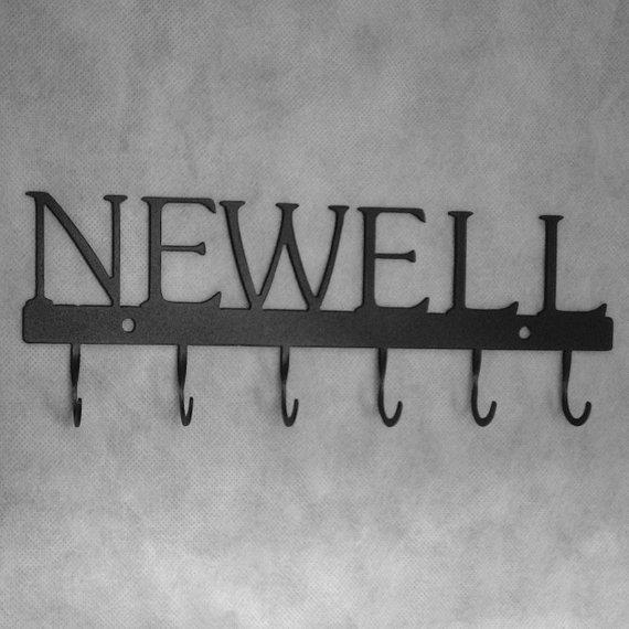 Key Rack With Name, Curved Key Hooks, All Capital Print