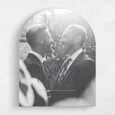 Grayed Navy, Blue Wedding Save the Date - Mendoza Portrait