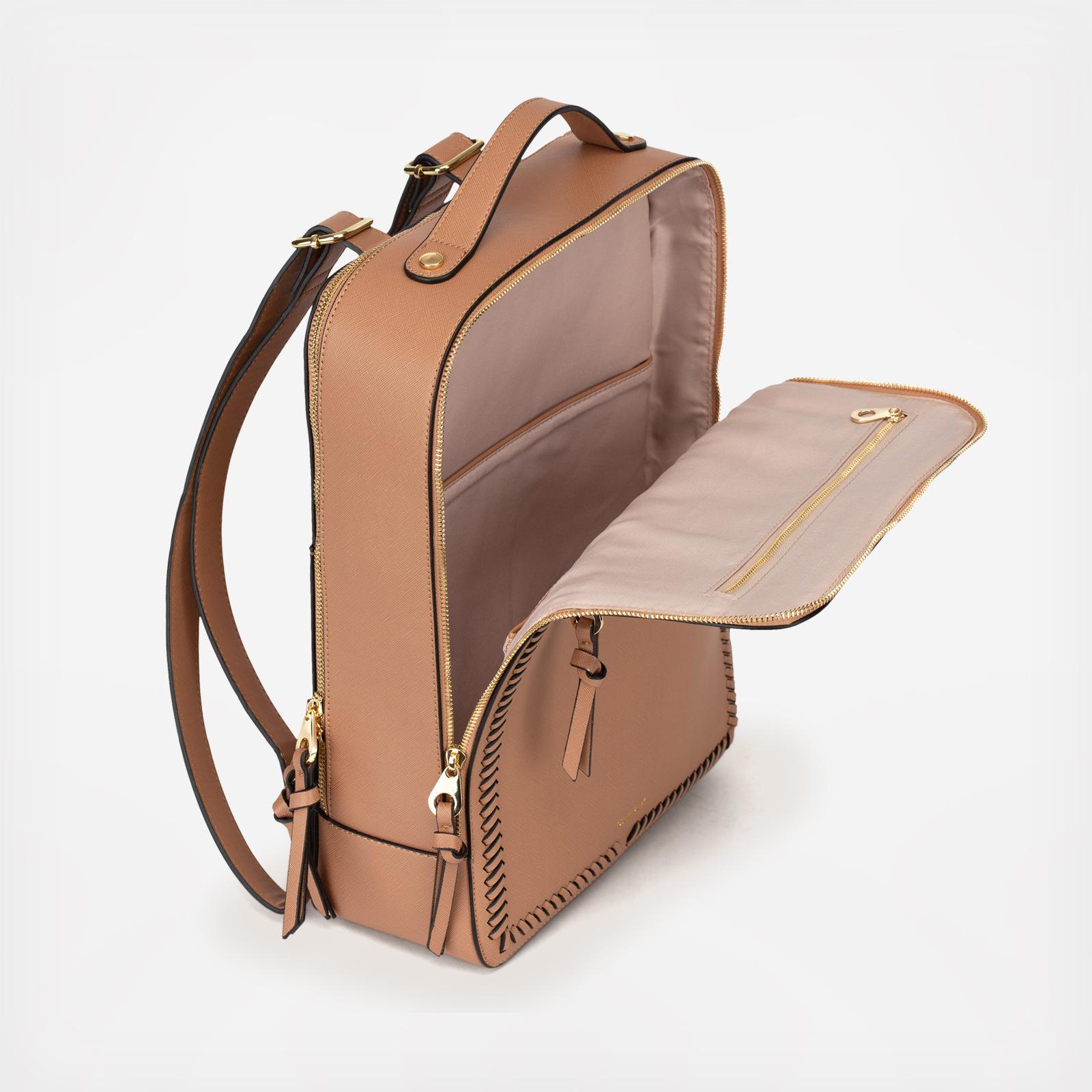 kaya faux leather laptop backpack