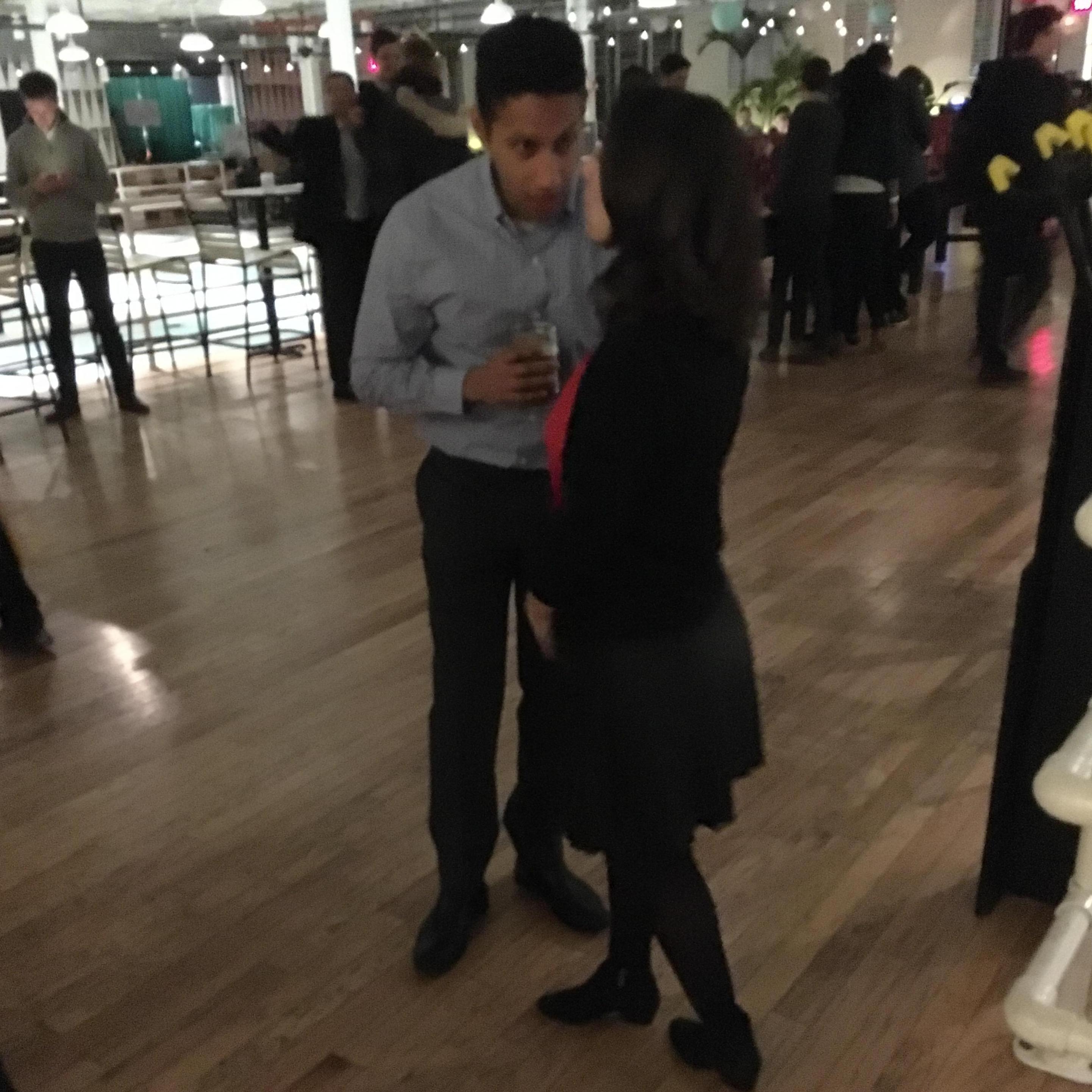 Our first unofficial photo. The fateful office holiday party where Caryn charmed Piyal, Brooklyn. December 2016