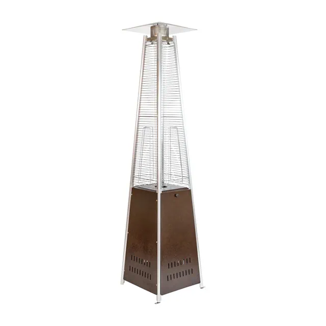 Flash Furniture Patio Outdoor Heating-Bronze Stainless Steel Pyramid 42,000 BTU Propane Heater with Wheels for Commercial & Residential Use