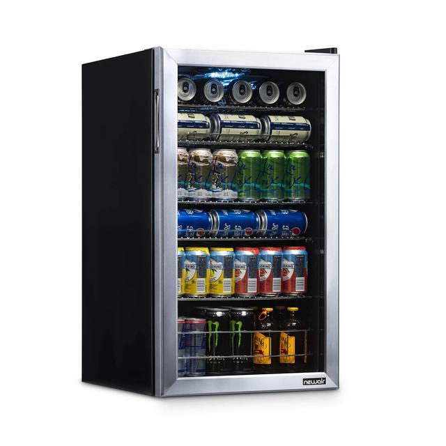 NewAir Beverage Refrigerator Cooler, Free Standing with Right Hinge Glass Door Holds Up To 126 Cans, Cools Down to 34 Degrees Perfect Beverage Organizer For Beer, Wine, Soda, And Cooler Drinks AB-1200