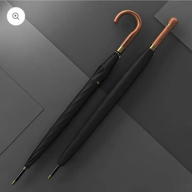 Luxury Wooden Handle Rain Umbrella - Hook
