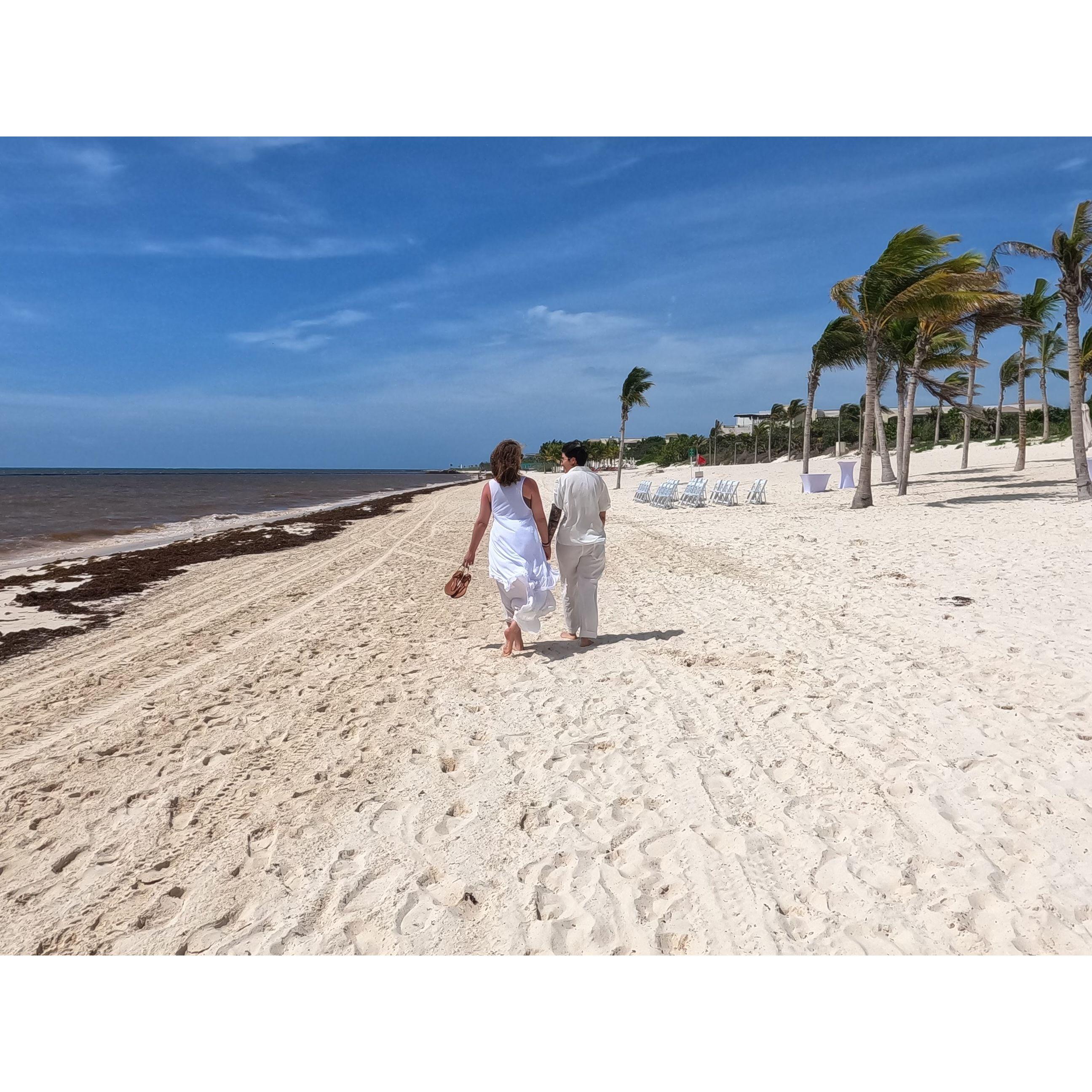 nothing is cheesier than walking away from a camera while looking at each other