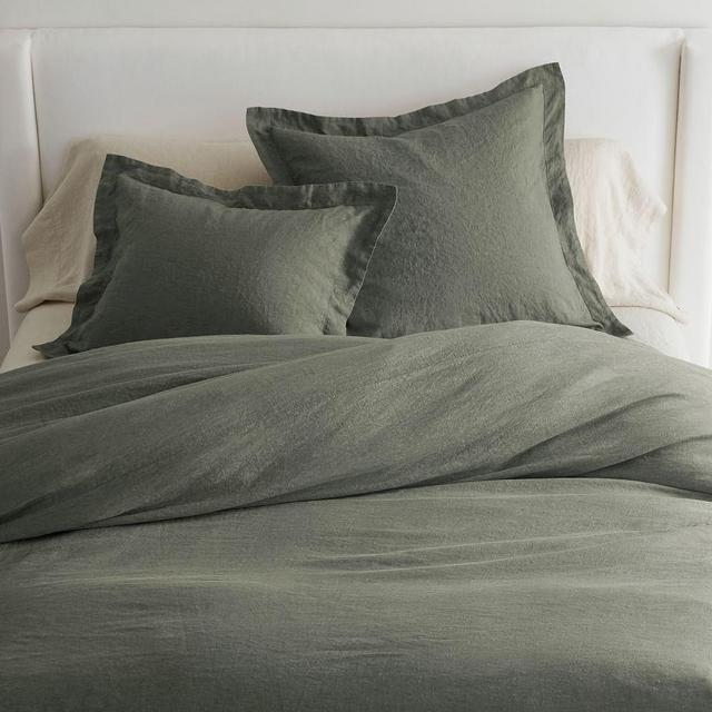 Dark Forest Belgian Flax Linen Duvet Cover, Full/Queen