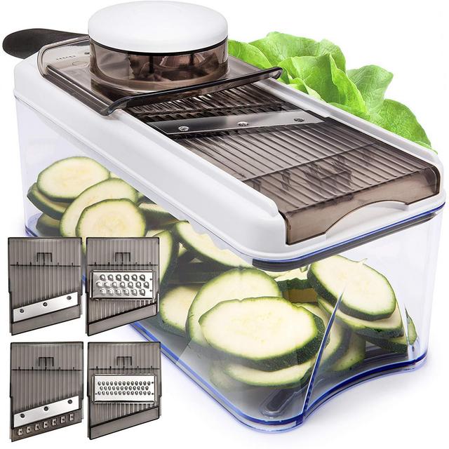 Adjustable Mandoline Slicer Vegetable Slicer - Potato Slicer Veggie slicer 5 Blades - Vegetable Cutter Slicers for Fruits and Vegetables - Grater & Julienne Slicer