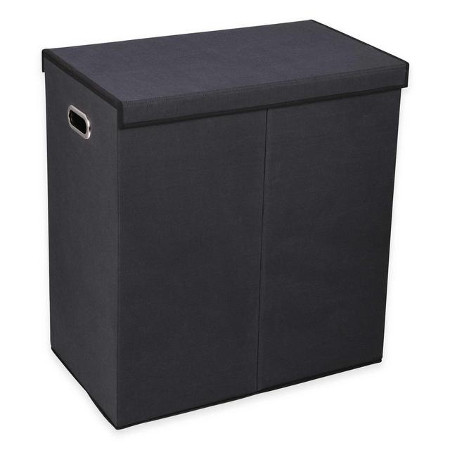 Household Essentials® Collapsible 2-Compartment Laundry Hamper in Black