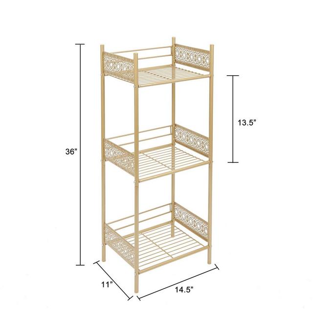 Filigree Bathroom Floor Shelf Gold - Silverwood