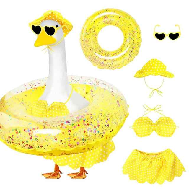 LANGFON 23" Summer Bikini Porch Goose Outfit Swimsuit Costume for Porch Goose Accessories Gift, Holiday Hawaiian Porch Goose Outfits Clothes for Garden Lawn Patio Yard Outdoor Décor Summer Party