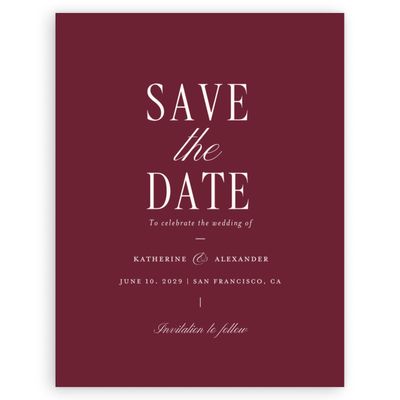 Red Wedding Digital Save the Date - Dove Portrait