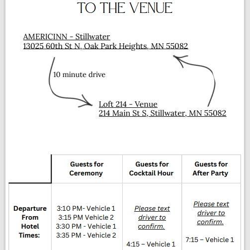 Shuttle Schedule To Venue