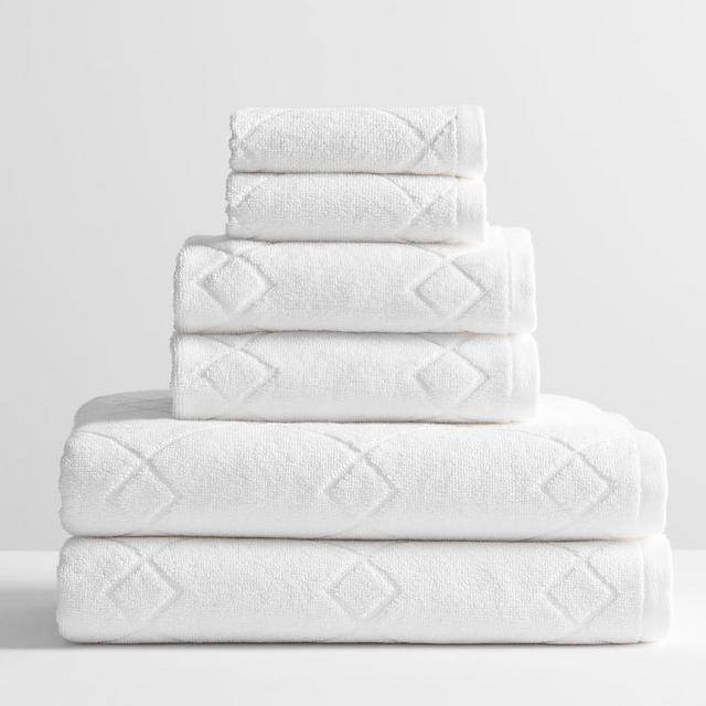 White Easy Care Bath/Hand/Washcloth, Set of 6