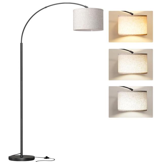 SUNMORY Arc Floor Lamp with 3 Color Temperature,Modern Floor Lamp with 9w A19 LED Bulb,75″Height Tall Lamp for Living Room with Hanging Drum Shade and Weighted Base.Arched Standing Lamp for Bedroom