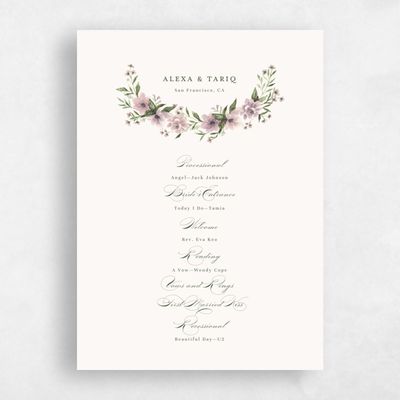 Dusty Pink Wedding Program - Cordova